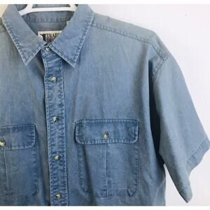 Trail Designs Men's XL Blue Denim Utility Travel Shirt